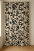 Toile Floral Linen Curtain Panel, Black Beige Boho Drape, Vintage Rose Vine Print - Image 8
