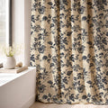 Toile Floral Linen Curtain Panel, Black Beige Boho Drape, Vintage Rose Vine Print - Image 6