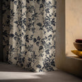 Toile Floral Linen Curtain Panel, Black Beige Boho Drape, Vintage Rose Vine Print - Image 5