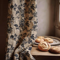 Toile Floral Linen Curtain Panel, Black Beige Boho Drape, Vintage Rose Vine Print - Image 4