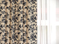 Toile Floral Linen Curtain Panel, Black Beige Boho Drape, Vintage Rose Vine Print - Image 3