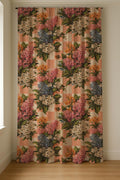 Hydrangea Gingham Linen Curtain Panel, Terracotta Boho Drape, Vintage Garden Floral Check Print - Image 7