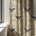 Vintage Butterfly Linen Curtain Panel: Botanical Nature Drapes in Neutral Farmhouse Style - Image 3