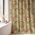 Vintage Chrysanthemum Linen Curtain Panel: Elegant Floral Drapes in Soft Pastel Cottage Style - Image 6