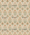 Mughal Arch Floral Linen Curtain Panel, Terracotta Sage Boho Drape, Indian Lattice Garden Print - Image 3