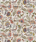 Jacobean Crewel Linen Curtain Panel, Colorful Boho Drape, Folk Floral Paisley Vine Print - Image 3