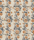 Ottoman Floral Linen Curtain Panel, Terracotta Navy Boho Drape, Folk Scroll Vine Print - Image 3