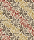 Baroque Scroll Linen Curtain Panel, Red Gold Boho Drape, Ornate Feather Vine Print - Image 3