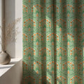 Ottoman Tulip Linen Curtain Panel, Mint Green Boho Drape, Mughal Medallion Floral Print - Image 4