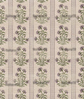 Block Print Floral Linen Curtain Panel, Purple Green Boho Drape, Indian Stripe Garden Print - Image 3