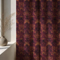 Vintage Damask Linen Curtain Panel, Deep Burgundy Boho Drape, Dark Floral Tapestry Print - Image 3