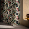Dark Botanical Linen Curtain Panel, Moody Floral Boho Drape, Vintage Berry Garden Print - Image 6