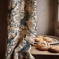 Vintage Peacock Linen Curtain Panel: Elegant Bird Botanical Drapes in Art Nouveau Style - Image 1