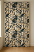 Vintage Peacock Linen Curtain Panel: Elegant Bird Botanical Drapes in Art Nouveau Style - Image 2