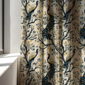 Vintage Peacock Linen Curtain Panel: Elegant Bird Botanical Drapes in Art Nouveau Style - Image 4