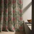 Vintage Pink Floral Linen Curtain Panel: William Morris Style Botanical Drapes for Cottage Decor - Image 6