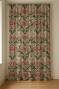 Vintage Pink Floral Linen Curtain Panel: William Morris Style Botanical Drapes for Cottage Decor - Image 5
