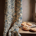 Vintage Bird Linen Curtain Panel: Blue Botanical Toile Drapes in Rustic Cottage Style - Image 2
