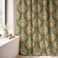 Art Nouveau Floral Linen Curtain: Green Gold Botanical Panel Farmhouse Boho Drapes - Image 2