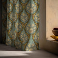 Art Nouveau Floral Linen Curtain: Green Gold Botanical Panel Farmhouse Boho Drapes - Image 5