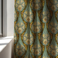 Art Nouveau Floral Linen Curtain: Green Gold Botanical Panel Farmhouse Boho Drapes - Image 6