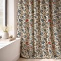 Vintage Botanical Linen Curtain: Beige Blue Red Floral Panel Farmhouse Boho Drapes - Image 5