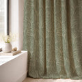 Minimal Botanical Linen Curtain Panel: Sage Green Leaf Drapes for Modern Farmhouse Decor - Image 2
