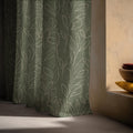 Minimal Botanical Linen Curtain Panel: Sage Green Leaf Drapes for Modern Farmhouse Decor - Image 5