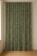 Minimal Botanical Linen Curtain Panel: Sage Green Leaf Drapes for Modern Farmhouse Decor - Image 4