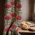 William Morris Style Linen Curtain Panel: Deep Red Floral Art Nouveau Drapes - Image 2