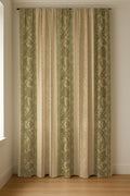 Vintage Stripe Linen Curtain Panel: Sage Green Botanical Drapes in French Country Style - Image 2