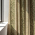 Vintage Stripe Linen Curtain Panel: Sage Green Botanical Drapes in French Country Style - Image 4