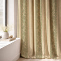 Vintage Stripe Linen Curtain Panel: Sage Green Botanical Drapes in French Country Style - Image 3