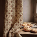 Vintage French Tile Linen Curtain Panel: Rustic Terracotta Cottage Drapes for Farmhouse Decor - Image 2