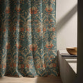 Vintage Botanical Linen Curtain Panel: William Morris Style Rustic Floral Drapes for Cottage Decor - Image 4