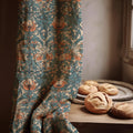 Vintage Botanical Linen Curtain Panel: William Morris Style Rustic Floral Drapes for Cottage Decor - Image 1