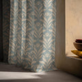 Art Nouveau Linen Curtain Panel: Soft Blue Botanical Drapes for Minimal Farmhouse Decor - Image 4