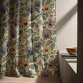 Vintage Floral Linen Curtain Panel: Pansy Botanical Drapes in Warm Neutral Farmhouse Style - Image 5