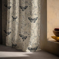 Vintage Butterfly Linen Curtain Panel: Botanical Nature Drapes in Neutral Farmhouse Style - Image 4