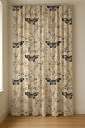 Vintage Butterfly Linen Curtain Panel: Botanical Nature Drapes in Neutral Farmhouse Style - Image 2