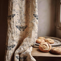 Vintage Butterfly Linen Curtain Panel: Botanical Nature Drapes in Neutral Farmhouse Style - Image 1