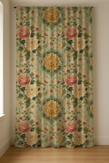Vintage Chrysanthemum Linen Curtain Panel: Elegant Floral Drapes in Soft Pastel Cottage Style - Image 2