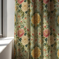 Vintage Chrysanthemum Linen Curtain Panel: Elegant Floral Drapes in Soft Pastel Cottage Style - Image 3