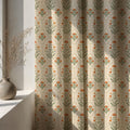 Mughal Arch Floral Linen Curtain Panel, Terracotta Sage Boho Drape, Indian Lattice Garden Print - Image 5