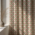 Art Deco Fan Linen Curtain Panel, Dusty Pink Olive Boho Drape, Ginkgo Scallop Print - Image 5