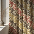 Baroque Scroll Linen Curtain Panel, Red Gold Boho Drape, Ornate Feather Vine Print - Image 5