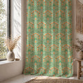 Ottoman Tulip Linen Curtain Panel, Mint Green Boho Drape, Mughal Medallion Floral Print - Image 6