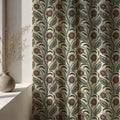 Paisley Leaf Linen Curtain Panel, Red Teal Boho Drape, Indian Vine Block Print - Image 5