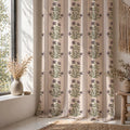 Block Print Floral Linen Curtain Panel, Purple Green Boho Drape, Indian Stripe Garden Print - Image 6