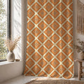 Tile Diamond Linen Curtain Panel, Terracotta Boho Drape, Folk Geometric Medallion Print - Image 6